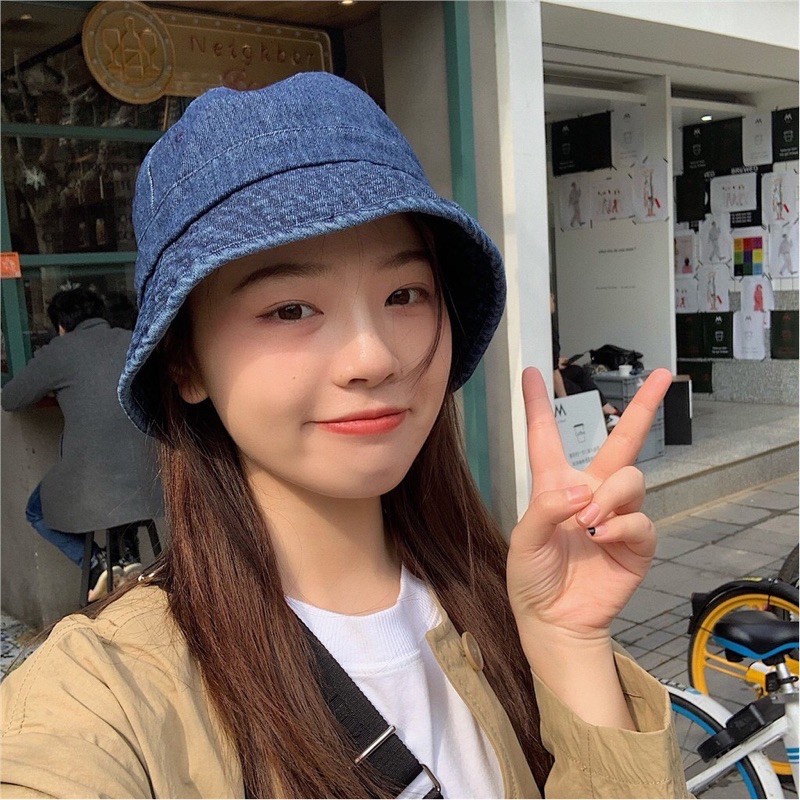 Topi Bucket Hat Kupluk Denim