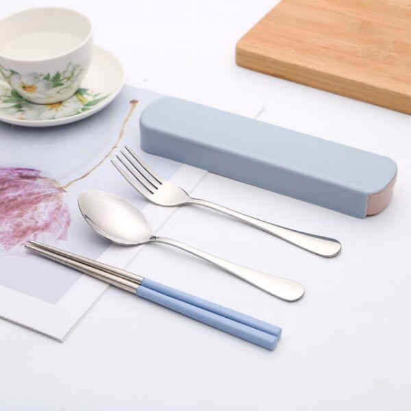 Sendok Garpu Sumpit Western Style Nordic Cutlery Set Stainless Steel - NP304 - Blue