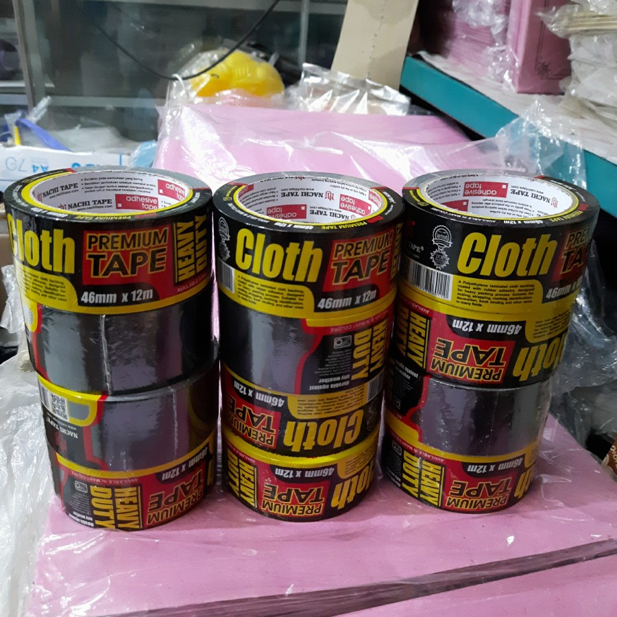 

Isolasi Lakban Kain Nachi 46mm Besar Hitam Isolasi Cloth Premium Tape 12 Meter - 12 Buah