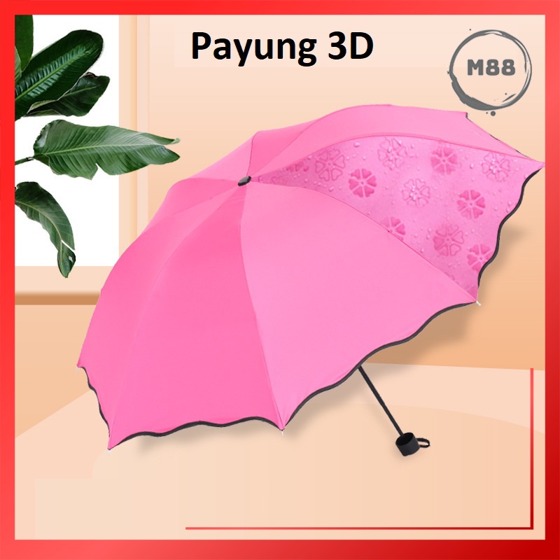 MARKAS88 Payung Lipat 3D Umbrella Payung Anti UV Motif Bunga Warna Warni