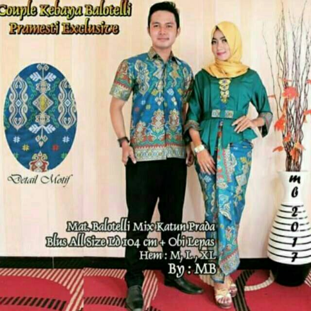 Sarimbit Batik Anggun Couple Sania Mawar ruffle - Warna Ungu, Tosca, pink, Biru, Kuning - M - L -XL