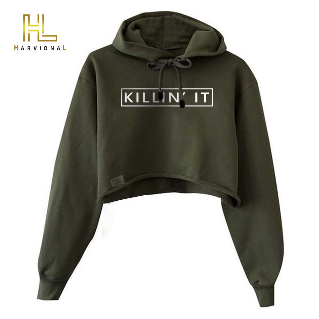 SWEATER CROP HOODIE KILLINIT BAHAN FRENCHTERRY TERLARIS