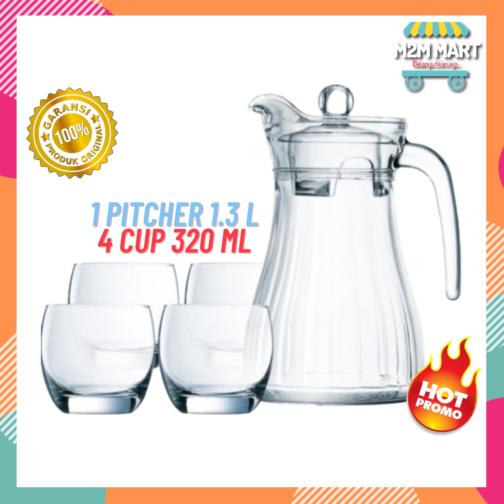 Pitcher/Jug/Teko + Gelas Kaca Set Luminarc Bucolique