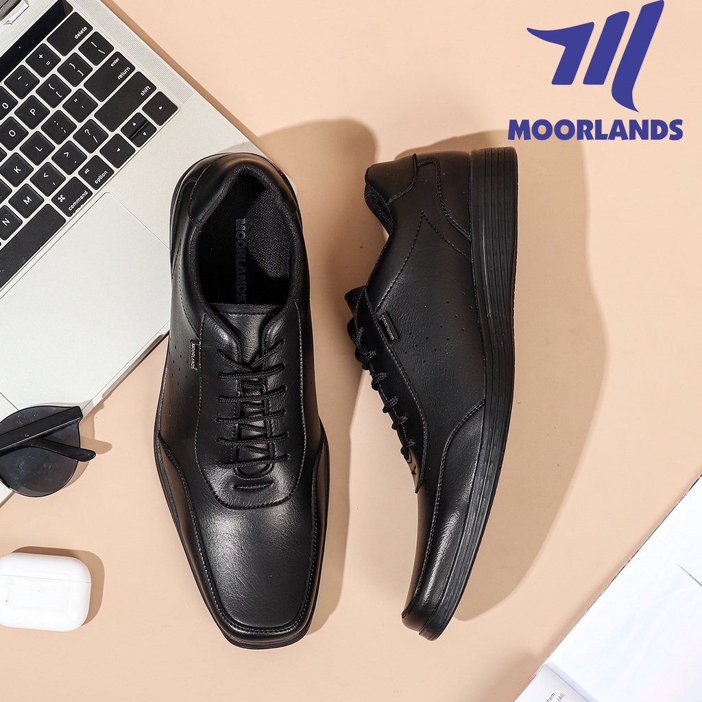 MOORLANDS Sepatu Pantopel Tali Hitam Pria Sepatu Pantopel Kulit Tali Sepatu Kerja Formal Pria