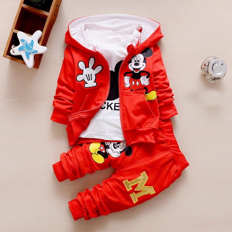 Baju Pakaian Anak Bayi Laki Cowok Perempuan Cewek Murah Import Jaket Kuning Merah Abu 3in1 Mickey