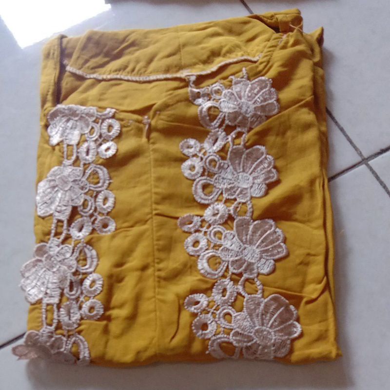 DASTER ARAB TUNIK LULU JUMBO LD 125 standar ld 110 renda full muter-Lemon