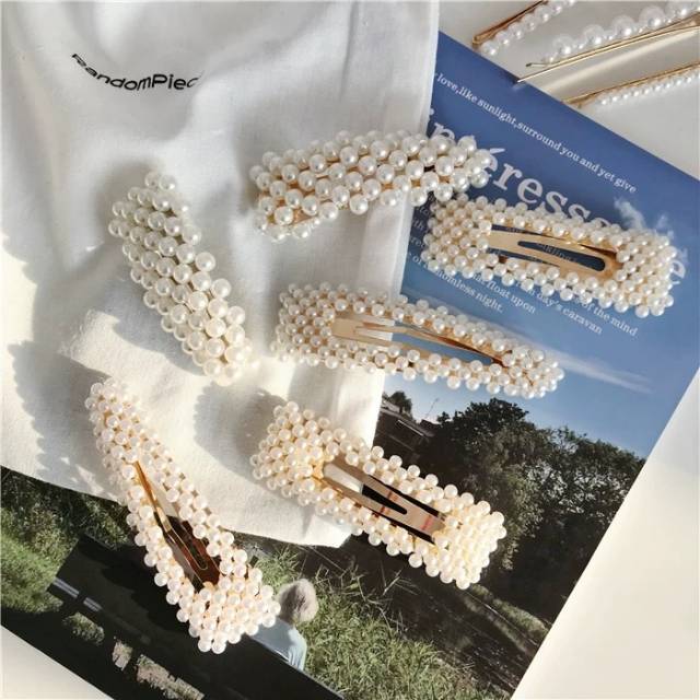 Jepit rambut mutiara hairlip fashion aksesoris rambut gaya korea import