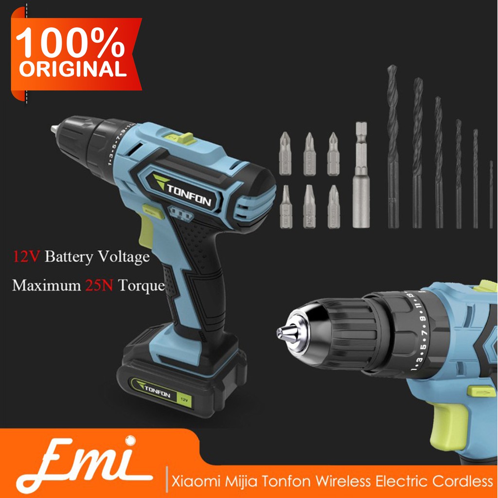 Mijia Tonfon Wireless Electric Cordless Power Drill Bor Listrik 12V