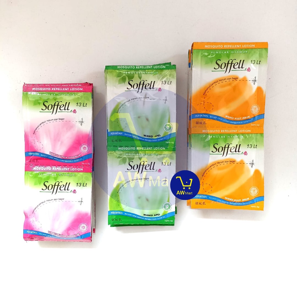 SOFFELL PENOLAK NYAMUK RENCENG RENTENG (12 SACHET X 6 GR)  WANGI KULIT JERUK 6 GRAM