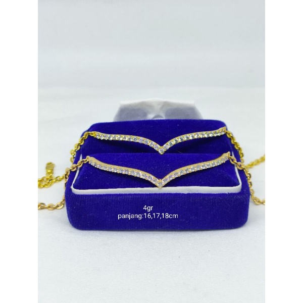 GELANG PERAK ASLI SILVER 925 LAPIS EMAS/GELANG NORI (FUJI)MATA PUTIH/ASLI SILVER/PERHIASAN WANITA