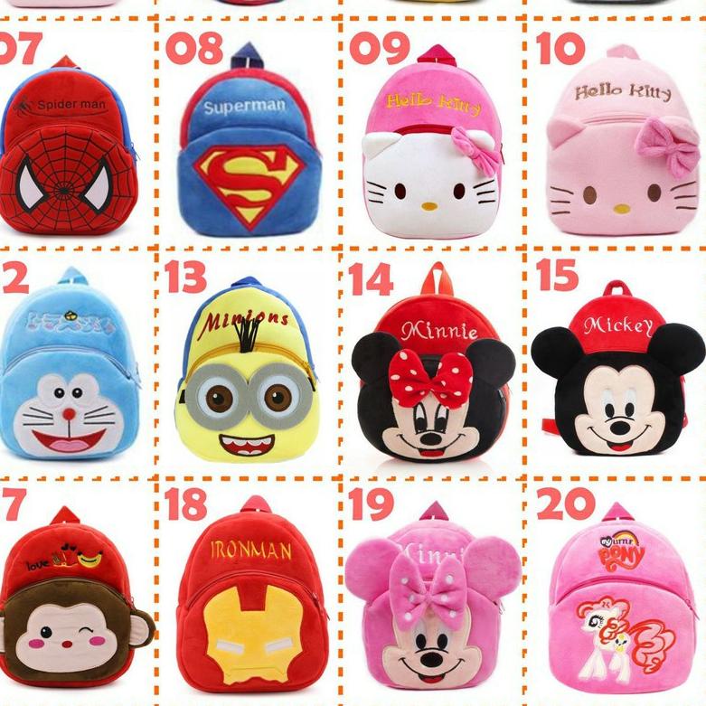 ✬ Tas Ransel Punggung Backpack Anak Balita TK Laki-laki Perempuan Aneka Motif Karakter Lucu ✲
