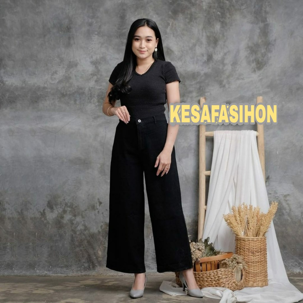 Celana Kulot Jeans Highwaist Wanita Loose kulot wanita terbaru 2021 kekinian viral