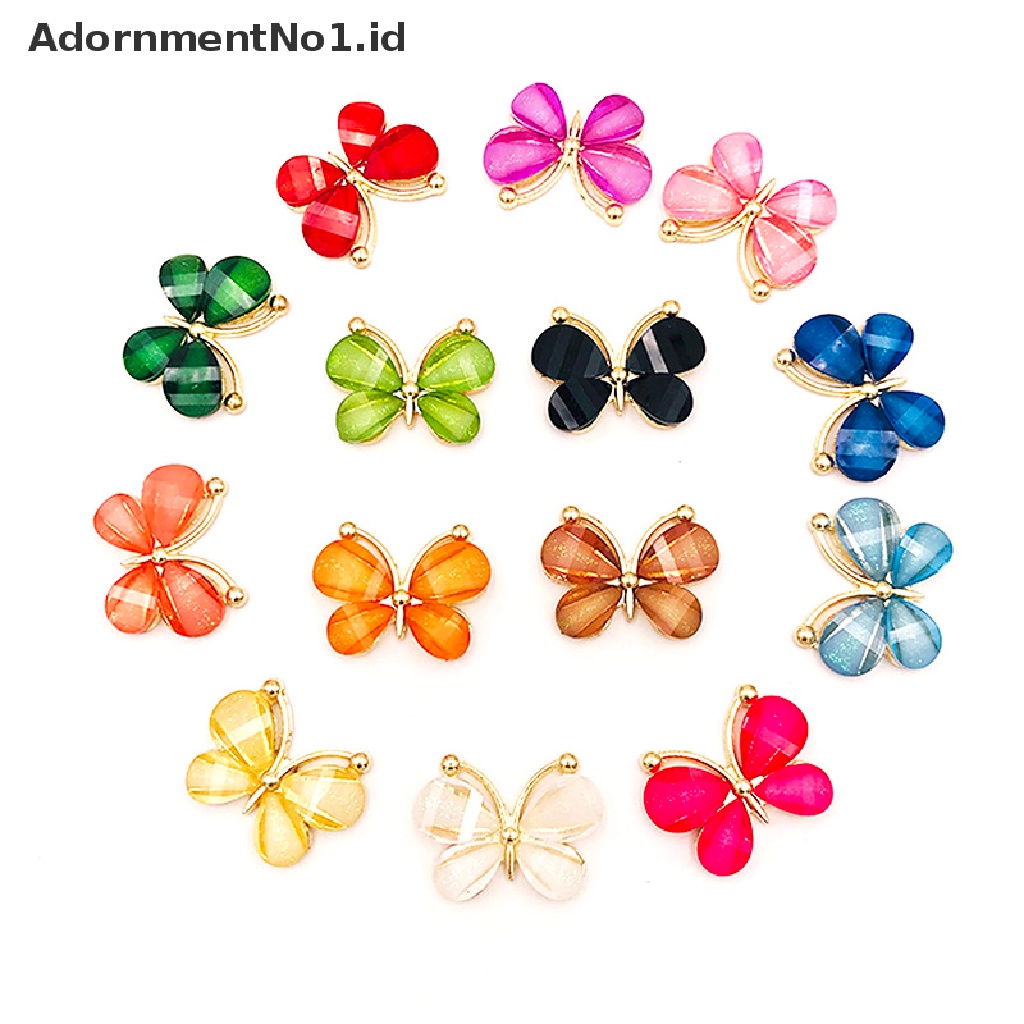 (AdornmentNo1) 10pcs / Set Hiasan Kupu-Kupu flatback Bahan resin Untuk Dekorasi Handphone / Scrapbook