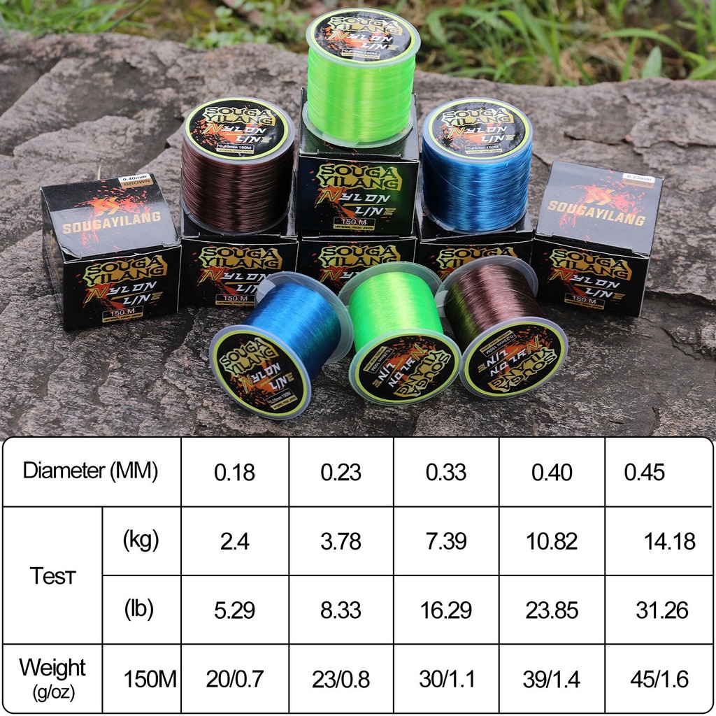 Sougayilang 5.2LB-31LB 150M Pancing Super Kuat Transparan Nylon Fluorocarbon Fishing Multifilament Tackle