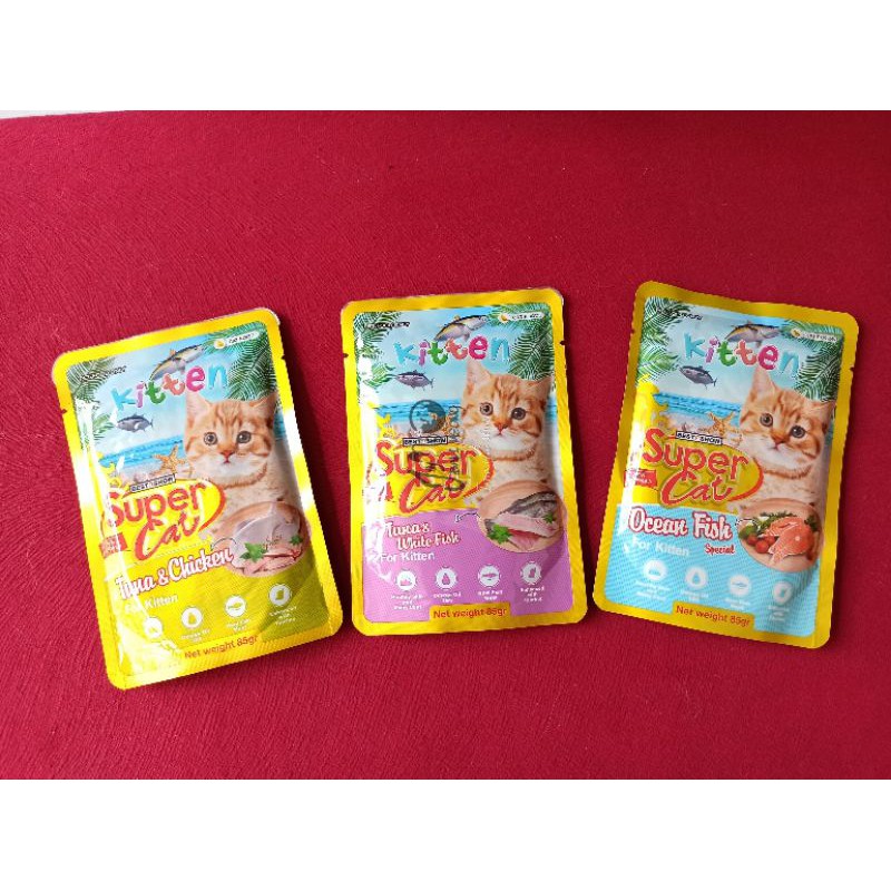 super cat pouch wet food makanan kucing