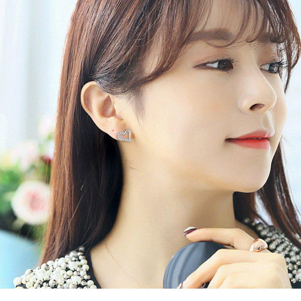 R-flower Heart Earrings Hadiah Perhiasan Pengantin Anting Kristal Mengkilap