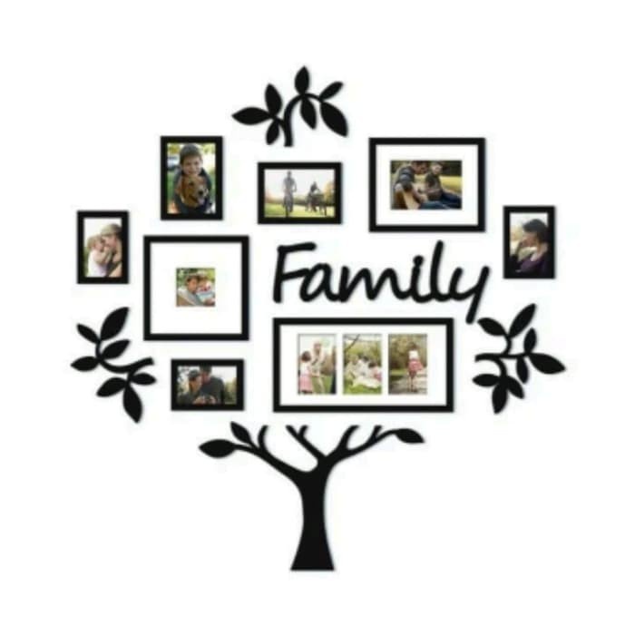 Frame set pigura figura bingkai foto family tree 13 pcs hitam