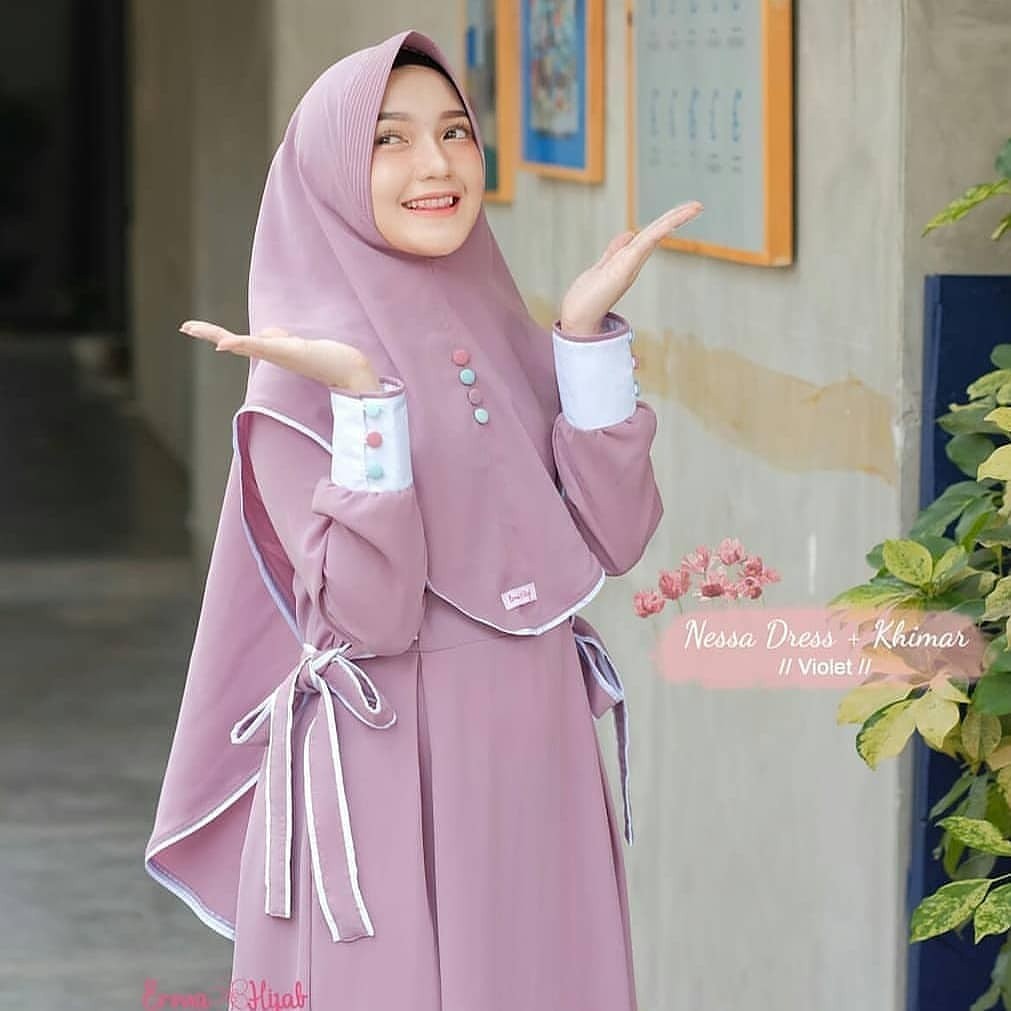 GAMIS SYARI / GAMIS MURAH / NESSA SYARI SET (DRESS + KHIMAR)