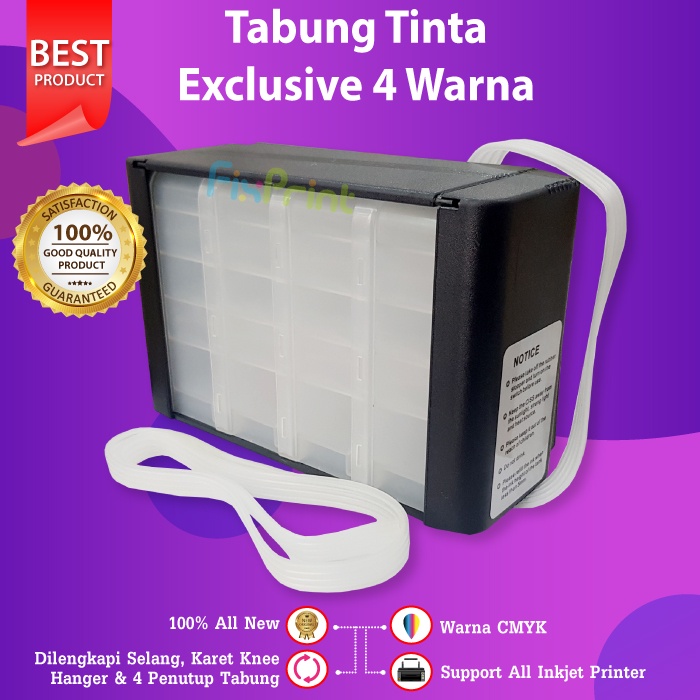 Tabung Infus 4 Warna Box Hitam Exclsuive Canon iP2770 MP287 MG2570s MG2577S TS307 HP 2336 2337 2335 4176