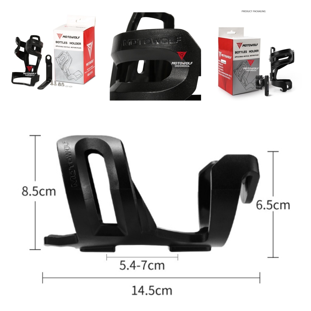 Tempat Holder Botol Air Minum Sepeda dan Motor Motowolf Original