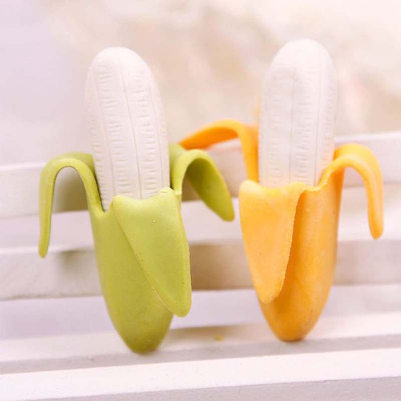 2pcs Penghapus Pensil Bentuk Pisang Mini Portable Multifungsi Untuk Sekolah / Kantor