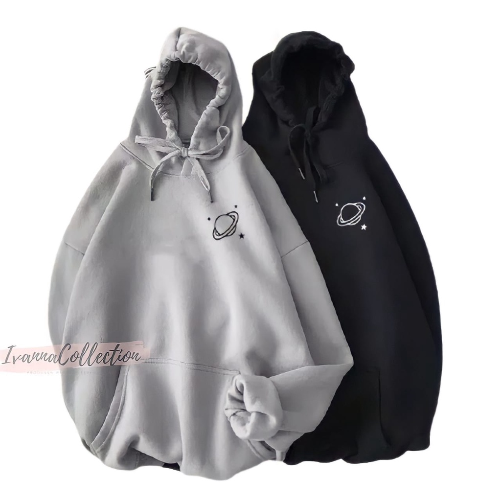 IvannaCollection Sweater Hoodie Oversize Couple Pasangan Pria Wanita Space Bahan Tebal