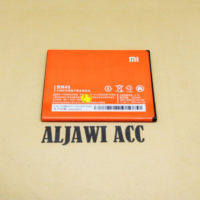 Batre Baterai Batere Xiaomi Xiomi Redmi Note 2 BM-45 BM45 ORIGINAL BATTERY HP