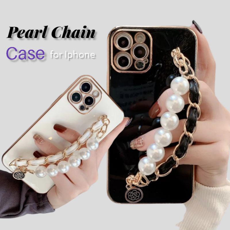 [ READY STOCK ] Pearl chain case for iphone 12 11 pro max x xs max xr 7 8 plus casing tali rantai ha