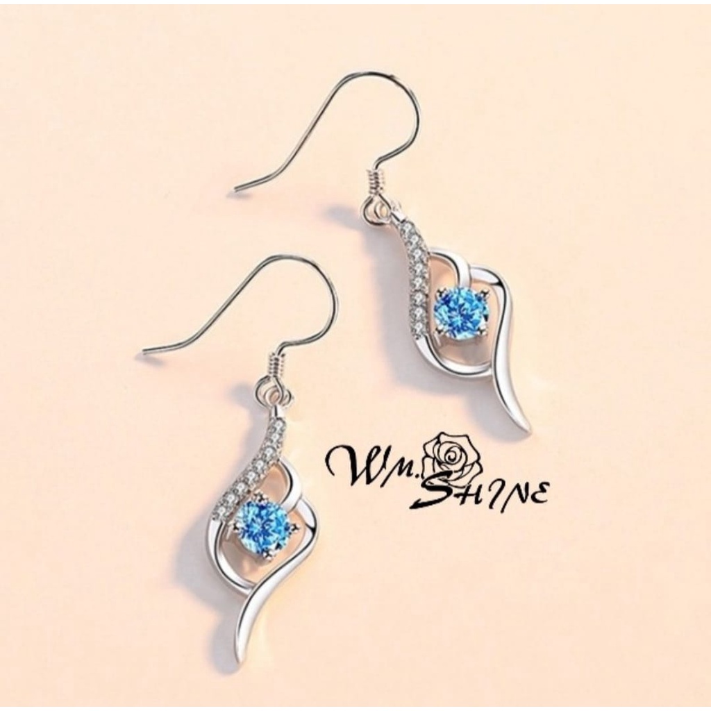 Wm.Shine Blue Diamond Earrings 032 Anting Wanita Perak S925