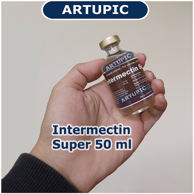 Intermectin Super 50 ml Obat Cacing Cacingan Kutu Parasit Skabies IVERMECTIN Pengobatan ektoparasit dan endoparasit seperti cacing pencernaan cacing paru  hidung mata hati miasis (screw worm fly) oestrosis kutu tungau caplak sapi kerbau kambing domba