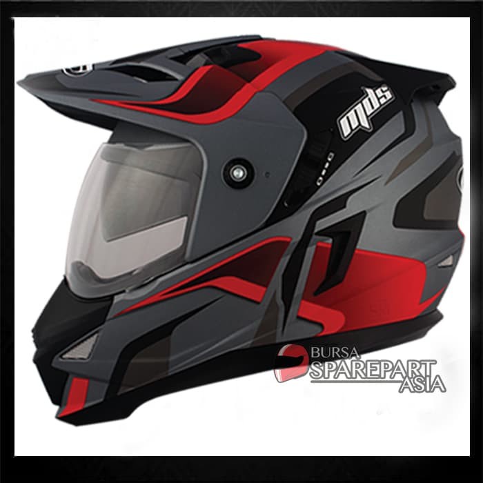 Helm MDS Super Pro Motif Black Red Grey Full Face Cross Superpro #2