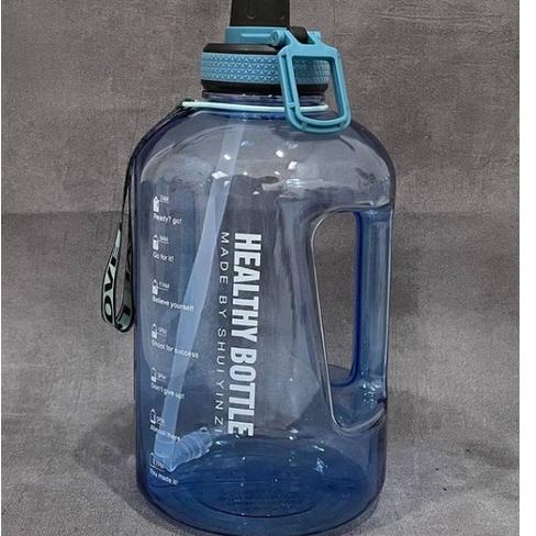 W7H6 Botol Minum Motivasi Gym 2,5 Liter Penanda waktu Galon sedotan WM7