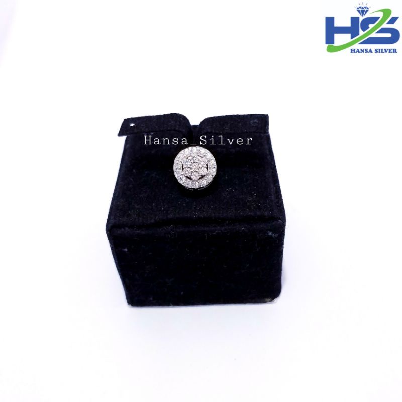 Kalung Perak Wanita Silver Asli 925 Lapis Emas Putih Italy Santa Liontin Bunga - Kalung Wanita Anti Karat