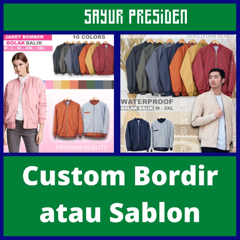 JAKET BOMBER SATUAN (SABLON/BORDIR) PREMIUM QUALITY - CUSTOM BOMBER