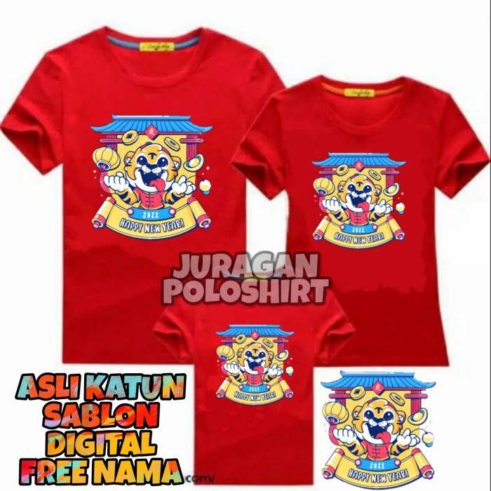 KAOS IMLEK 2022 TIGER-KAOS IMLEK FAMILY-KAOS UNISEX PRIA/WANITA-JRG55 - imlek terbaru 2022