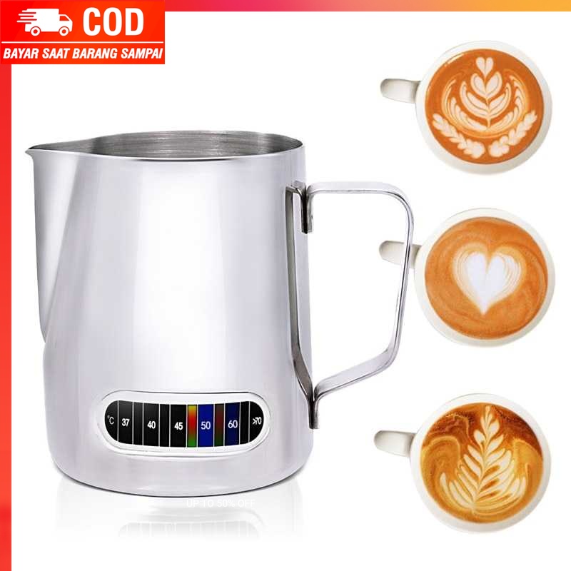 (100% BARANG ORI) Leeseph Teko Kopi Milk Jug Espresso Latte Art 580ml with Thermometer