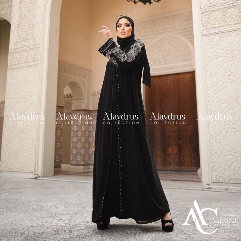 Abaya Bordir Hitam Gamis Saudi Bahan Jetblack Turkey Umroh Dubai 874