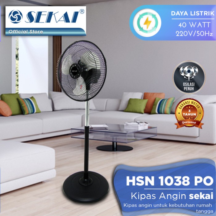 SEKAI Metal Stand Fan HSN1038PO Kipas Angin 10 Inch HSN 1038 PO