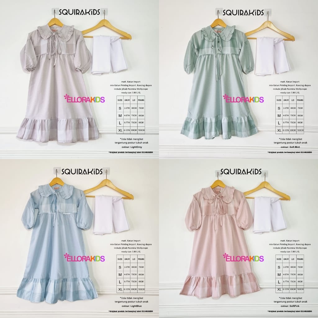 SQUIRA KIDS_GAMIS ANAK PEREMPUAN_DRESS ANAK PEREMPUAN BY ELLORA KIDS SIZE L DAN XL