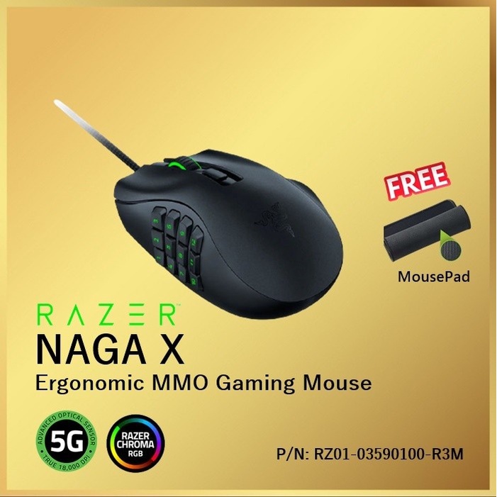 Razer Naga X Ergonomic MMO RGB Gaming Mouse