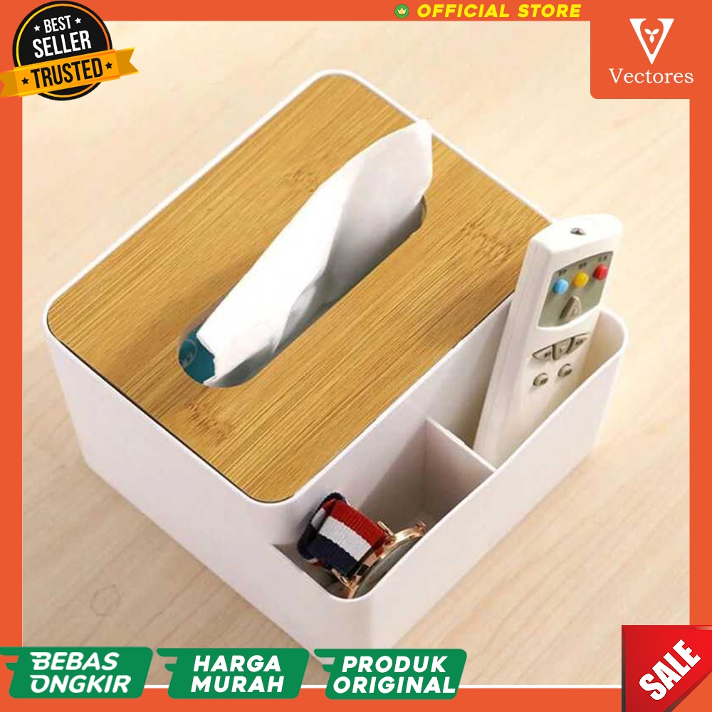 [ORIGINAL] Kotak Box Tempat Tisu Tissue Kayu Panel Wood Remot Multifungsi Organizer Vintek Vintage Minimalis Murah Terbaru