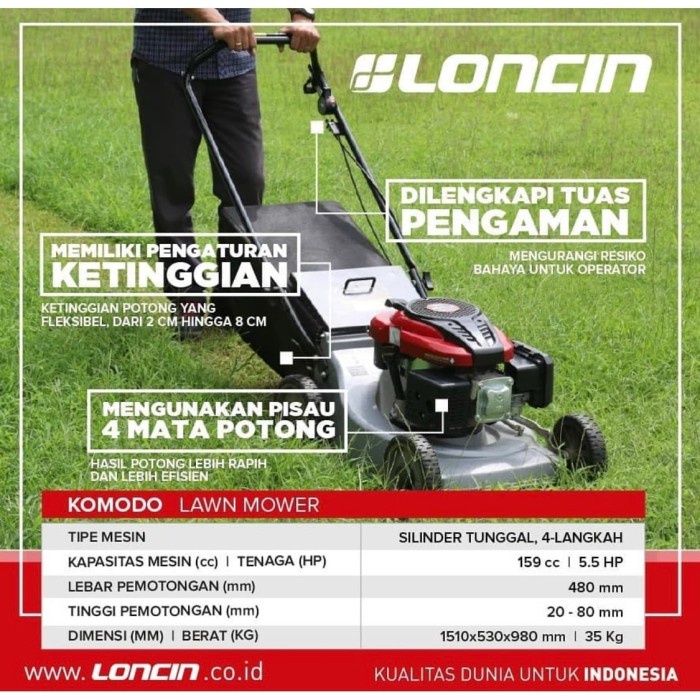Mesin Potong Rumput Dorong Loncin Komodo Lawn Mower