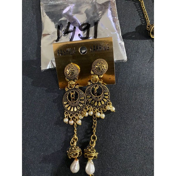 Anting India gantung panjang bahan ALLOY Gaya India latkan perhiasan