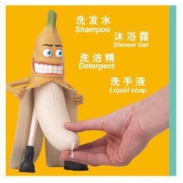 [mainan-hobi] mr banana sir liquid soap shampoo detergent shower container figure