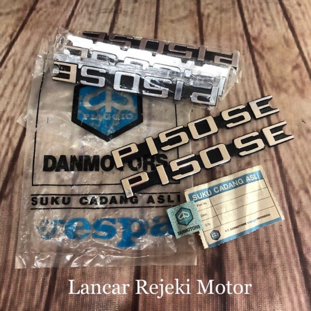 Sepasang (2pc) Emblem Vespa P 150 SE Strada P150SE Original Danmotor Biru