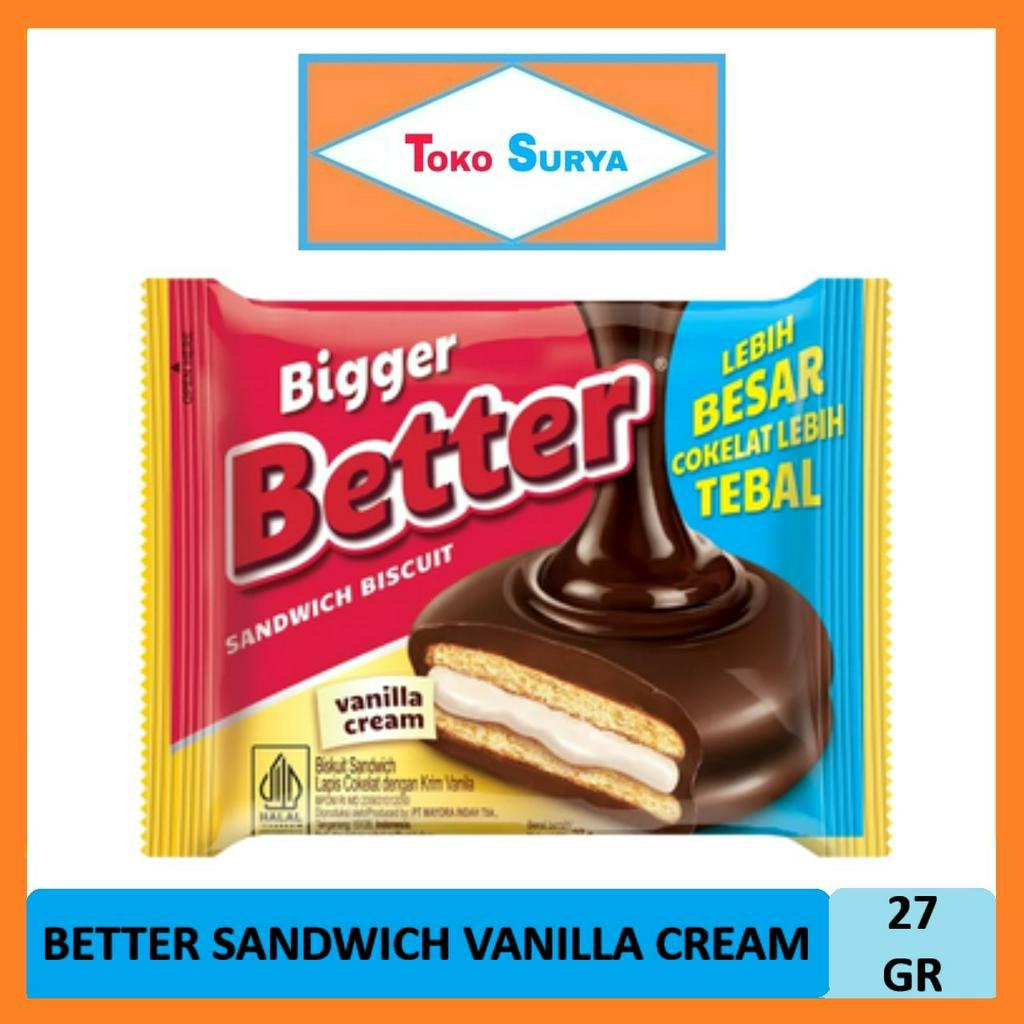 

Better Sandwich Mayora Biscuit Coklat Bersalut Krim Vanilla 27 Gr