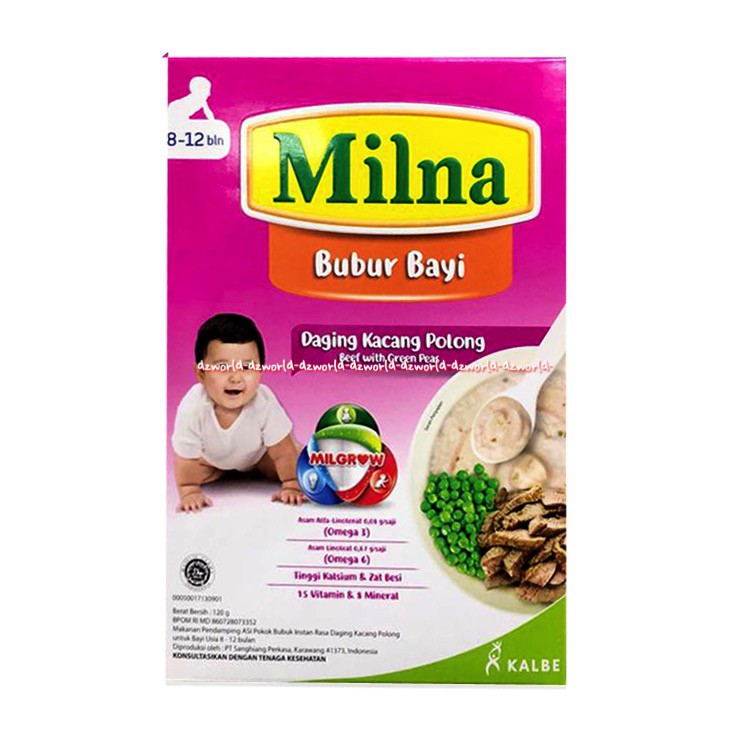 Milna Bubur Bayi Cah Daging Kacang Polong 6+ Makanan Bayi 120gr