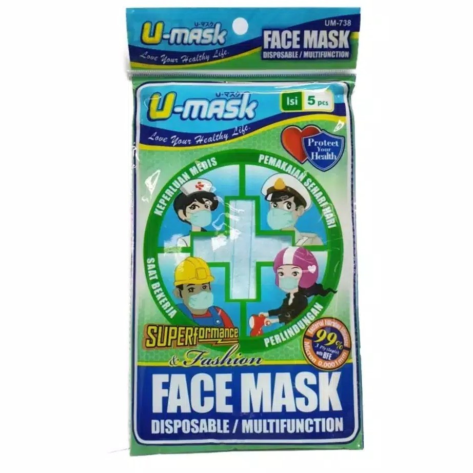 FIT U MASK DISPOSABLE HIJAU 5'S