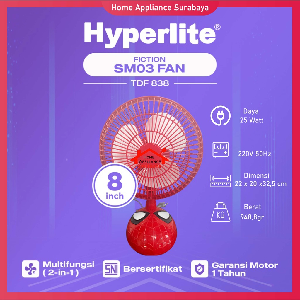 Kipas Angin Listrik Karakter Meja Dinding - Desk Wall Fan 2 IN 1 Arashi Cartoon / Hyperlite Fiction 8 Inch DM01 - SM02 - PK03