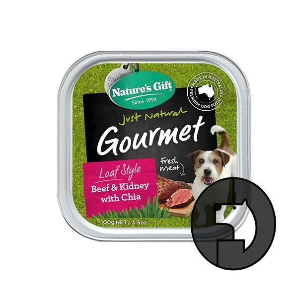 

natures gift gourmet 100 gr dog beef kidney chia loaf style